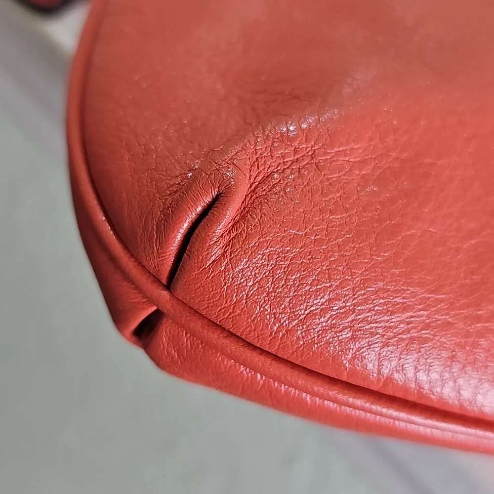Coach Orange Smooth Leather Pleated Mini Bag/Convertible Wristlet EUC - Picture 8 of 16